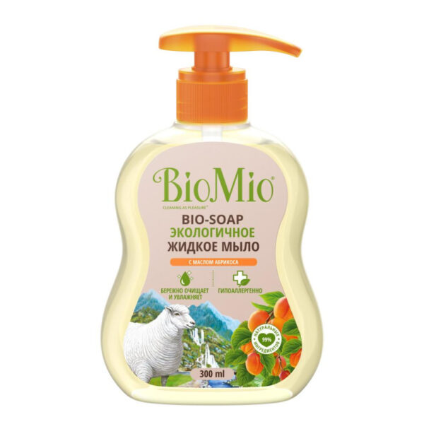 Мыло жидкое BioMio BIO-SOAP с маслом абрикоса 300мл дозатор