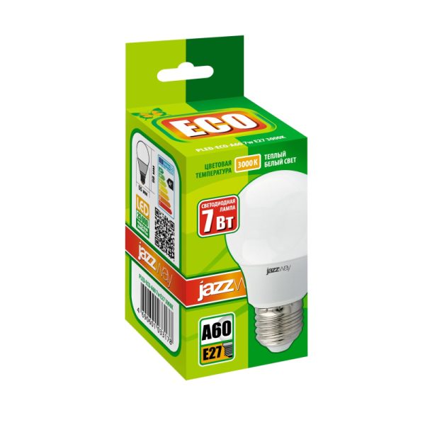 Лампа светодиодная PLED- ECO- A60  7w E27 3000K 220V/50Hz  Jazzway груша