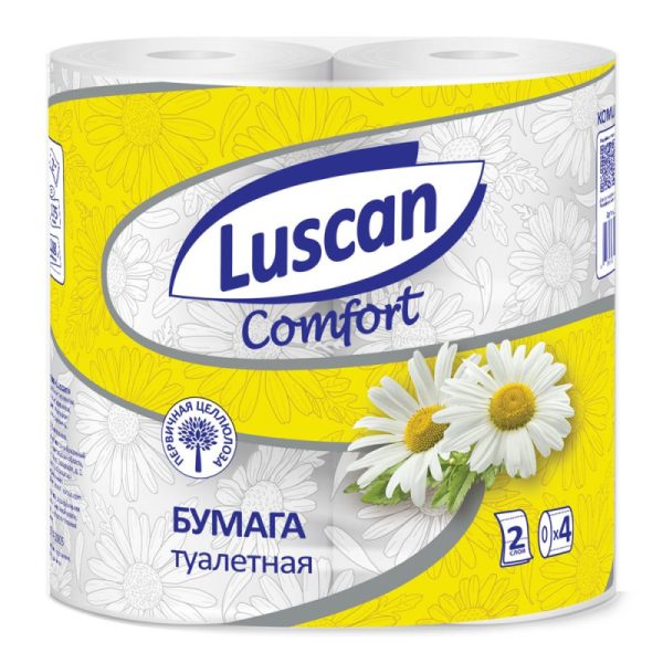 Бумага туалетная Luscan Comfort 2сл бел с жел тисн ромаш 100%цел 21