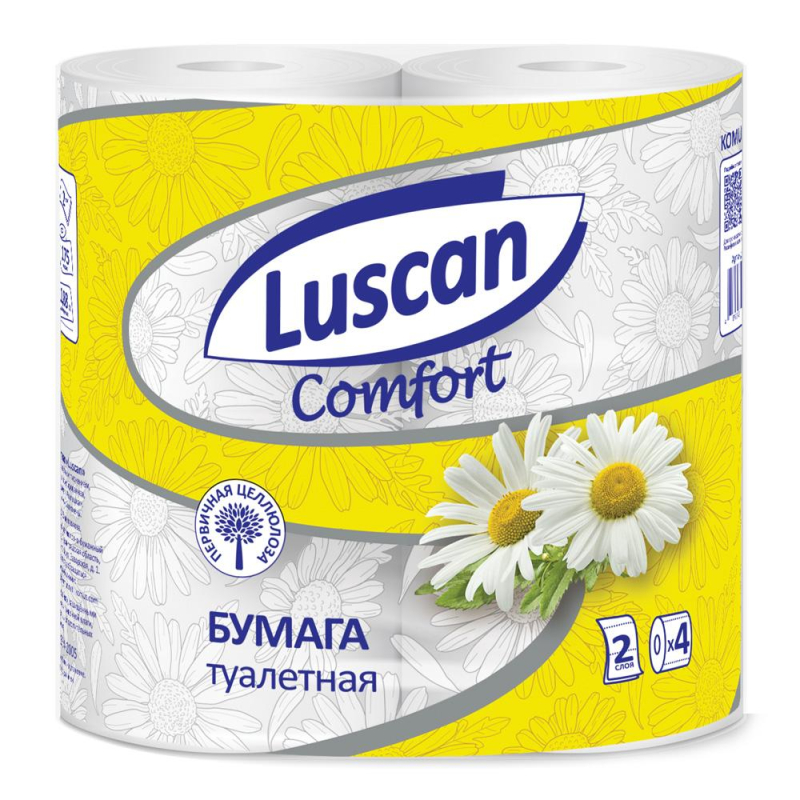 Бумага туалетная Luscan Comfort 2сл бел с жел тисн ромаш 100%цел 21