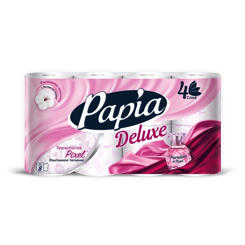 Бумага туалетная Papia DELUXE Парадизо4сл бел 100%ц втул 16