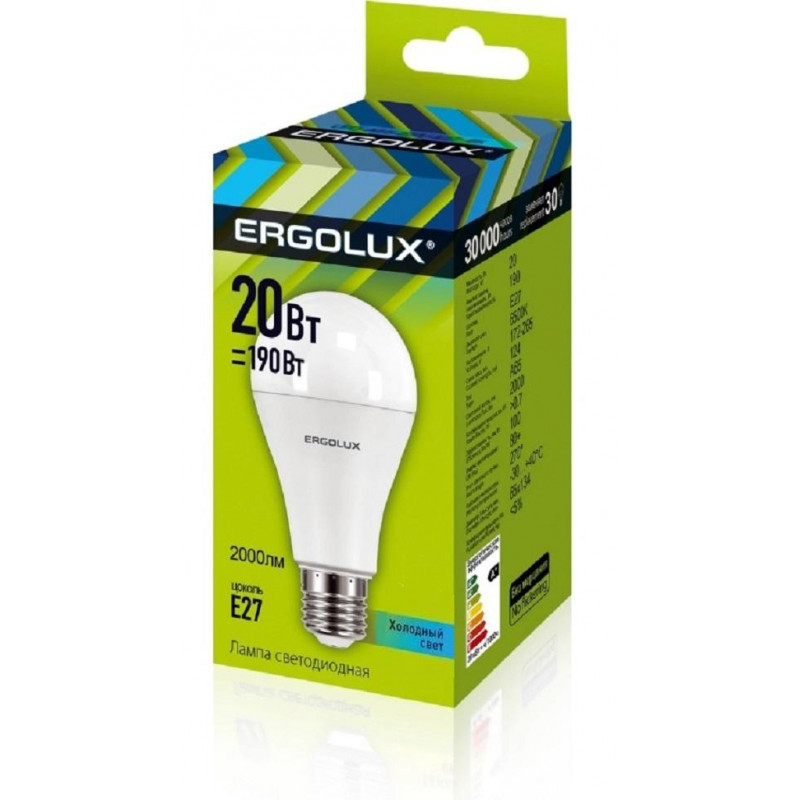 Лампа светодиодная Ergolux LED-A65-20W-E27-4K