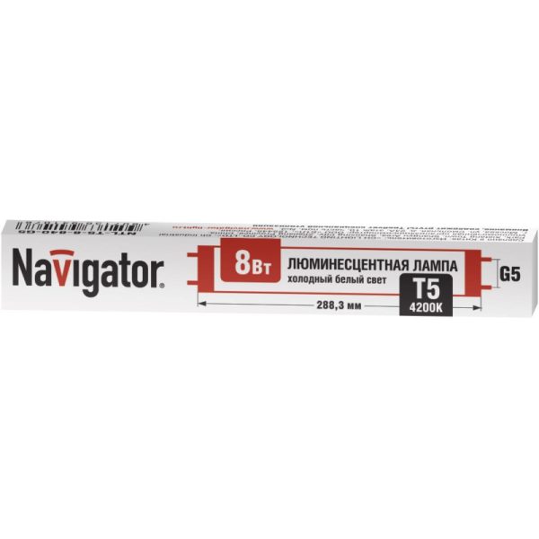 Лампа люминесцентная Navigator NTL-T5-08-840-G5 8Вт T5 4200К G5 94107