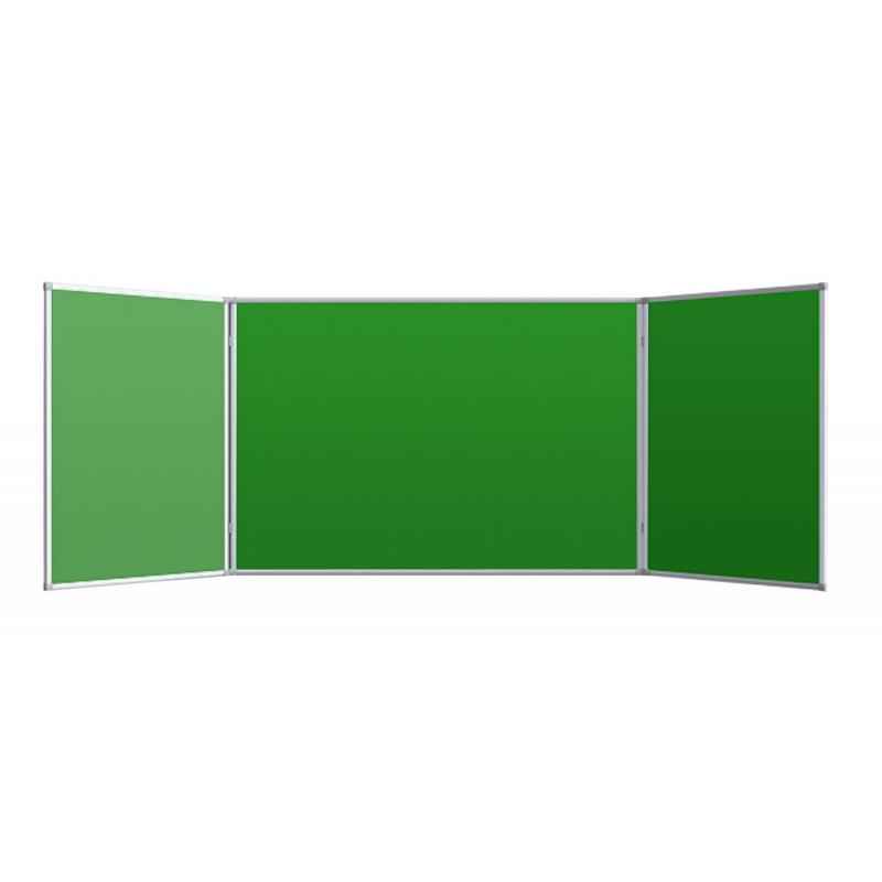 Доска меловая - магнитная зеленая 100х300 2-створ.