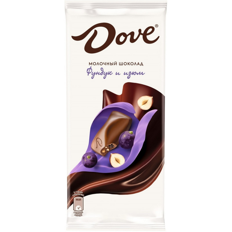 Шоколад Dove молочный шоколад фундук изюм