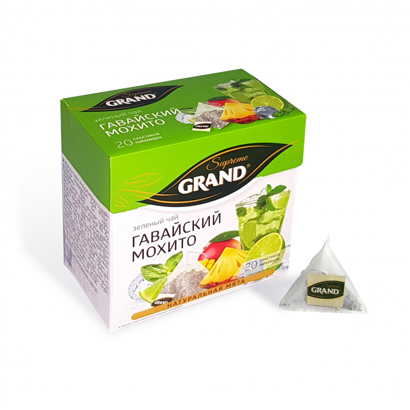 Чай Grand зеленый Гавайский Мохито Ягоды в пирамидках