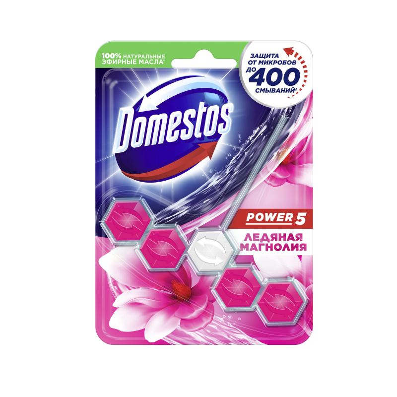 Блок для унитаза Domestos POWER 5 Ледяная магнолия 55гр на блистере