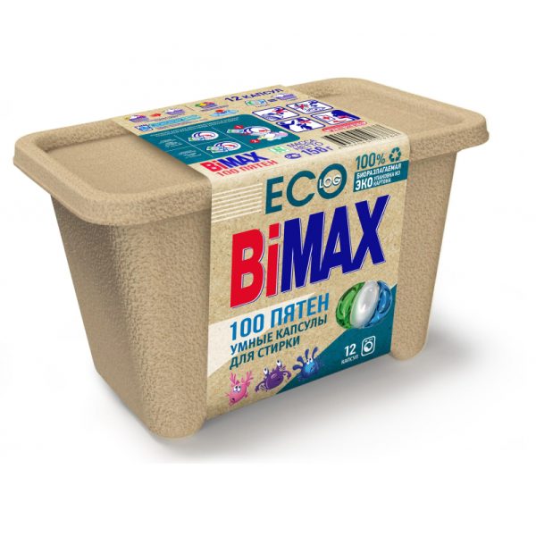 Капсулы для стирки BiMax ЭКО 100 Пятен 12шт/уп