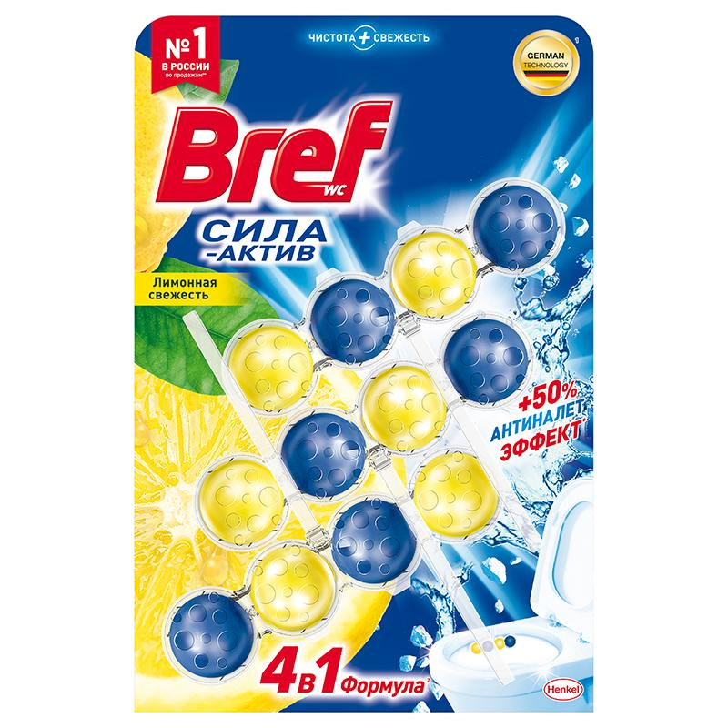 Блок для унитаза BREF Сила-Актив Лимонная Свежесть 3х50г на блистере