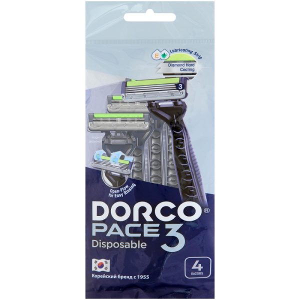 Бритва одноразовая Dorco PACE3 3 лезв увл полос 4шт/уп TRС 200BL-4P