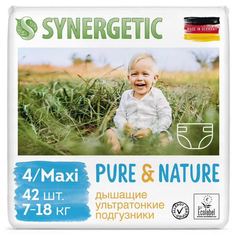 Подгузники SYNERGETIC Pure&Nature  4 / MAXI  42шт/уп