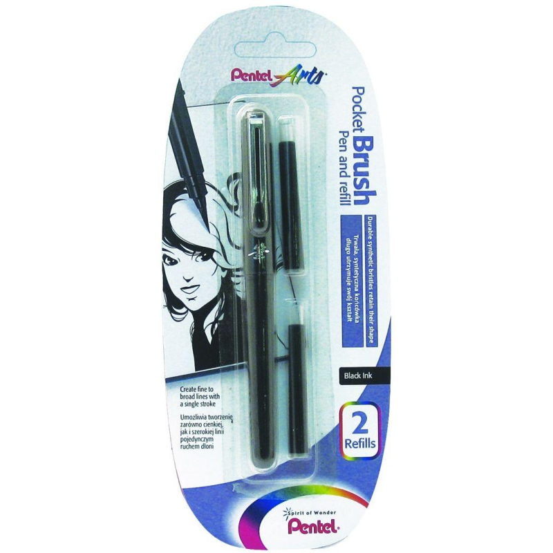 Ручка -кисть Pentel Brush Pen для каллиграфии +4 картр в наб. GFKP3-A