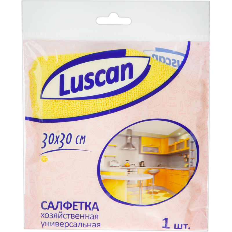 Салфетка хозяйственная Luscan из микрофибры универ 200г/м2 30х30см желтая