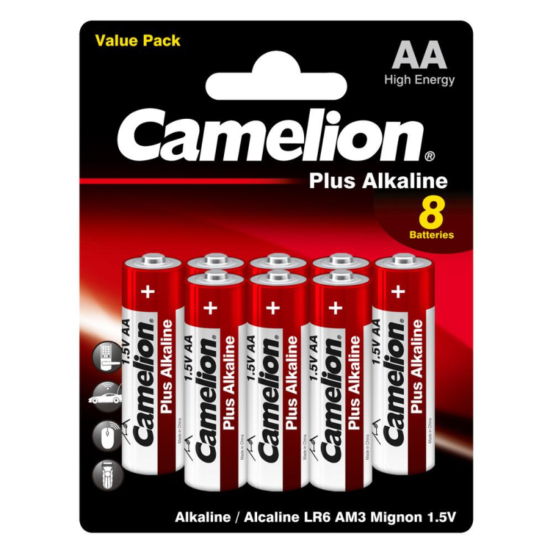 Батарейка Camelion Plus Alkaline BL8 AA/LR6 (LR6-BP5+3) 8шт/уп