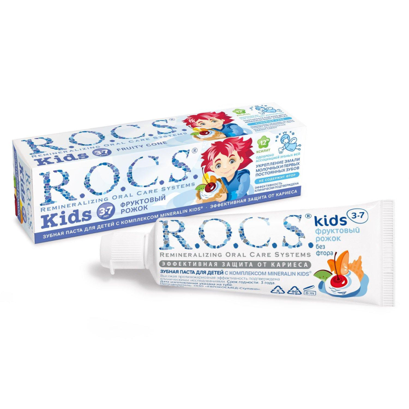 Зубная паста R.O.C.S.для детей Фруктовый рожок (без фтора)