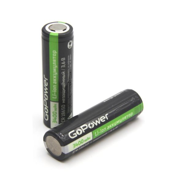 Аккумулятор Li-ion GoPower 18650 PC1 3.6V 3400mAh без защ плос/кон