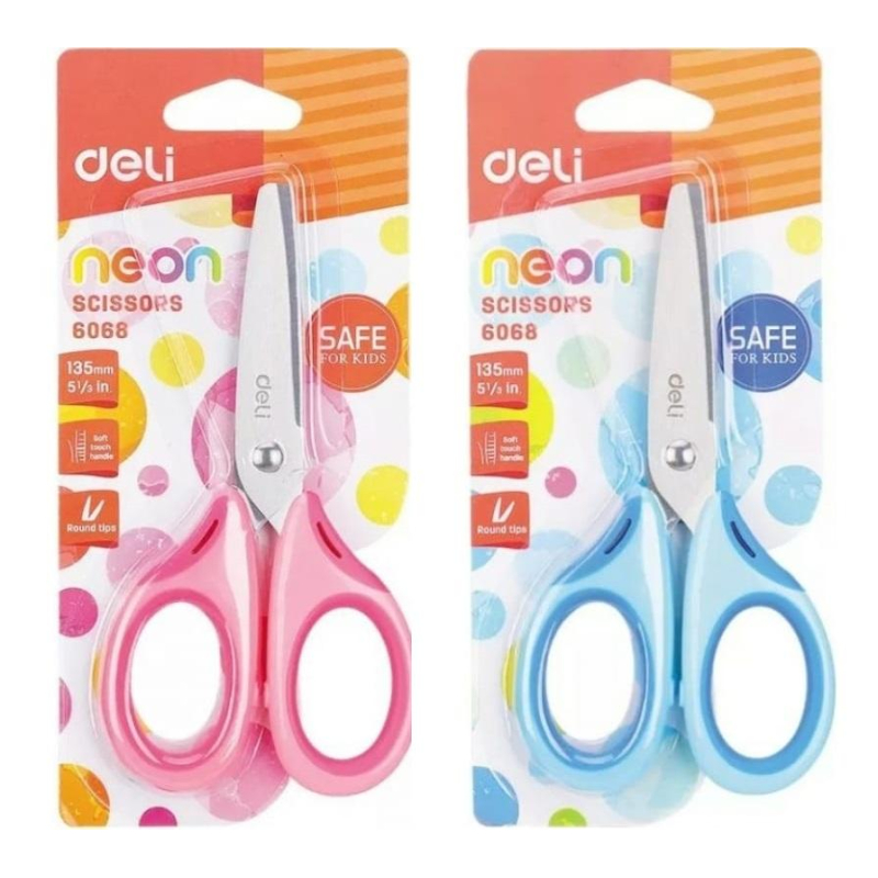 Ножницы детские Deli E6068 Neon 135мм сталь ассорти