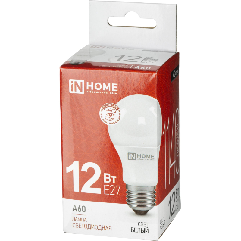 Лампа светодиодная LED-A60-VC 12Вт 230В Е27 4000К 1140 Лм IN HOME