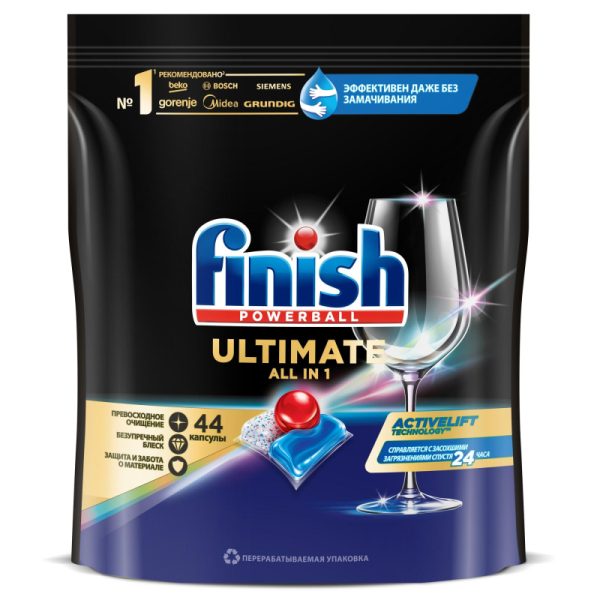 Капсулы для ПММ Finish Ultimate 44 капсул дойпак бесфосфатные