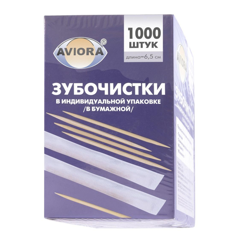 Зубочистки AVIORA бамбуковые в инд. бумажной упаковке