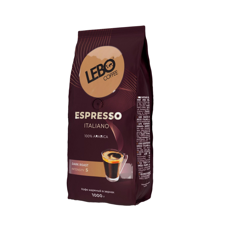 Кофе Lebo Espresso Italiano в зернах темн. обжар.