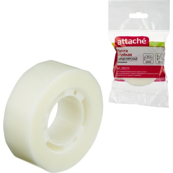 Клейкая лента канцелярская Attache 19x33 невидимая