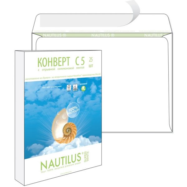 Конверт Nautilus ЭКО С5 162х229мм стрип 80г 25шт/уп