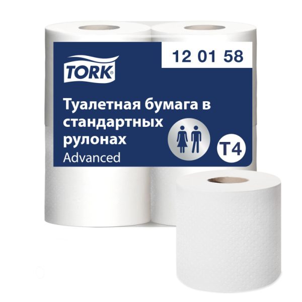 Бумага туалетная Tork T4 2сл бел вторич 23м 184л 4рул/уп 24уп/блок 120158