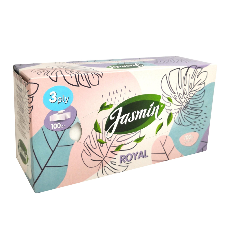 Салфетки косметические Jasmin 3-сл. 100шт./уп.белые