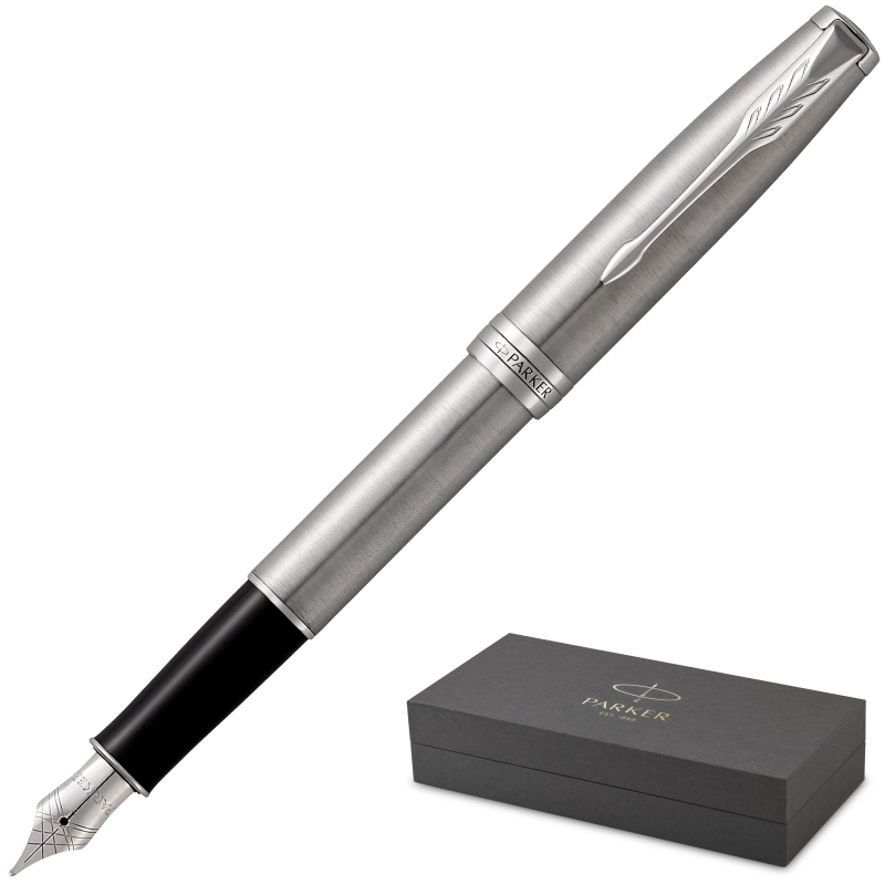 Ручка перьевая PARKER SONNET STAINLESS STEEL СT 2 черных картрид 1931509